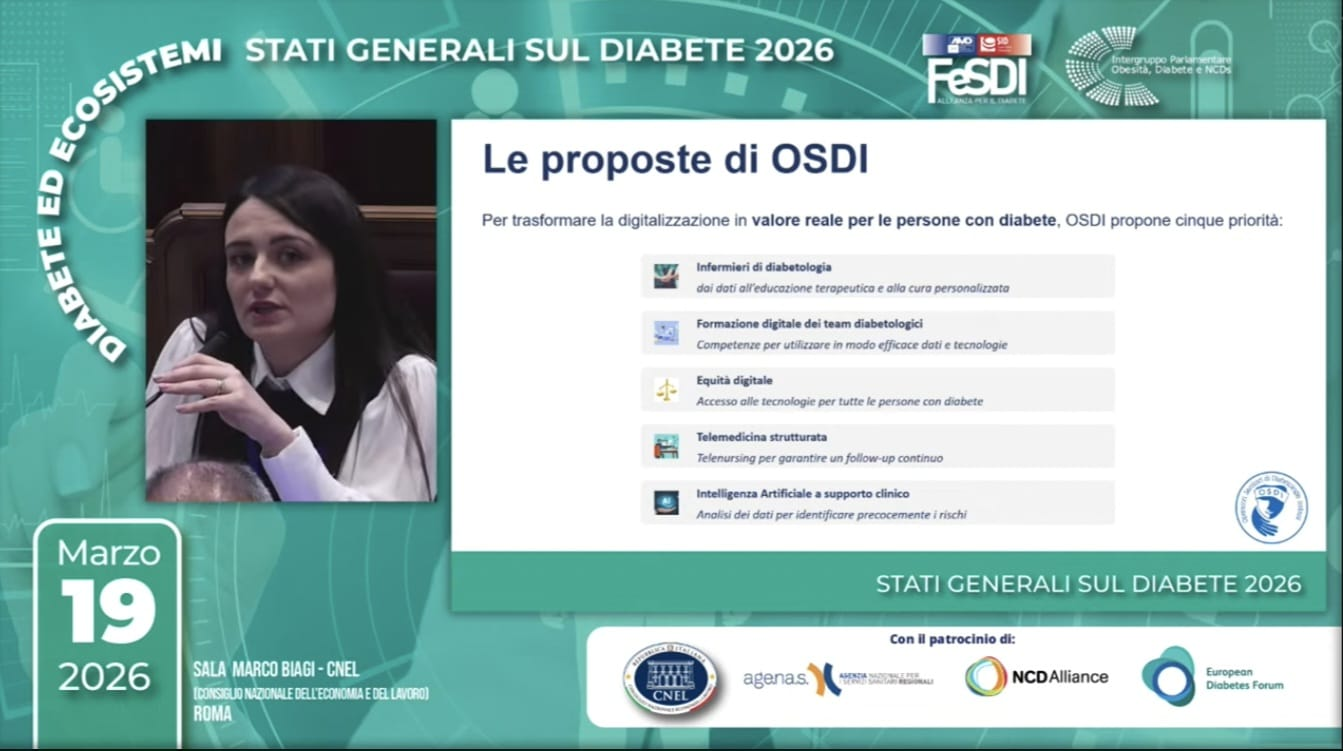 Tornano gli STATI GENERALI sul DIABETE il 19.3.26 - Panelist II Sessione la Presidente OSDI Dott.ssa Emilia Masuccio, intervento apprezzabile dal min. 3:48 / clicca per visualizzare il video dell'evento! https://www.youtube.com/live/r_Rnvh2z5Bo